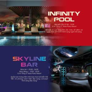 a flyer for an infinity pool with chairs and a car at Flamigo Ibiza Hải Tiến Tầng 16 in Nam Khê