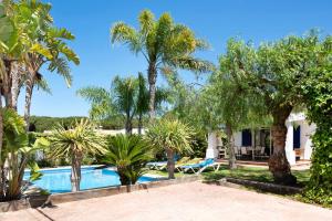 a resort with a swimming pool and palm trees at Villa Amura - Solo Familias in Conil de la Frontera