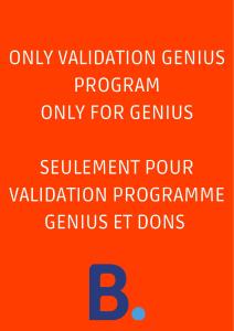 um cartaz com as palavras apenas validação genus programa apenas para o gênio em The Genius of Genius em Saint-Denis-lès-Bourg