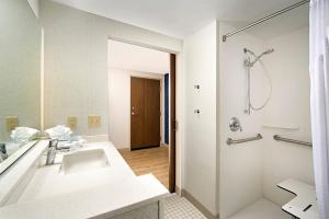 y baño con lavabo y ducha. en Holiday Inn Express & Suites by IHG Altoona, an IHG Hotel, en Altoona