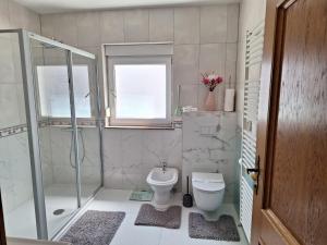 ein Bad mit einem WC und einer Dusche in der Unterkunft Hotel Dina in Međugorje