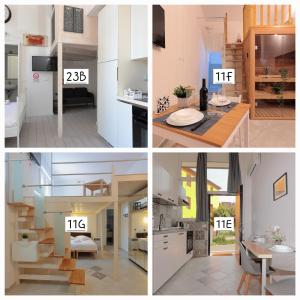 un collage de cuatro fotos de una casa en La Ca' Fiera Affittaly Apartments, en Bolonia