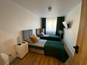Postel nebo postele na pokoji v ubytování Leśne Apartamenty - Apartament Zielony