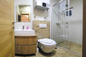 a bathroom with a toilet and a sink and a shower at Villa Montemaris Budva in Budva