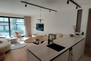 TV a/nebo společenská místnost v ubytování Trendy flat in gouden winkeldriehoek nabij strand