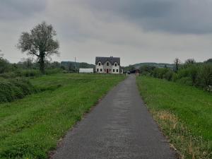 uma estrada de terra que leva a uma casa num campo em Nature's Rest em Carrick on Shannon