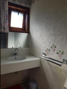 een badkamer met een wastafel en een spiegel bij Chambre privée au coeur de la Gaume, calme et détente in Musson