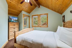 - une chambre avec un lit et une télévision dans l'établissement Creekside Condos E by Estes Park Condos, à Estes Park