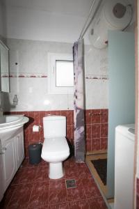 a bathroom with a toilet and a sink at Ionian Overlook in Lixouri +29 photos