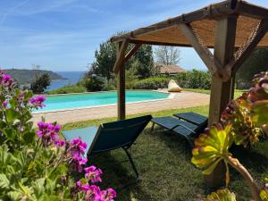 a garden with a pool and a pergola at Fiore di Machja in Coti-Chiavari