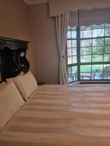ラヴデールにあるHill Top Country Guest Houseのベッドルーム1室(ベッド1台、大きな窓付)