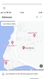 uno screenshot di un cellulare con una mappa di Fare Mirimiri a aUturoa