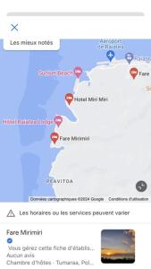 a screenshot of a cell phone with a map of the road at Fare Mirimiri in Uturoa
