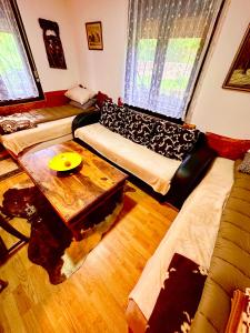 a living room with a couch and a coffee table at Casa Nuova Tekija - Kladovo in Tekija