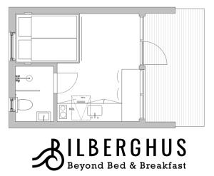 schema schematico di camera da letto e bagno di Bilberghus - Beyond Bed and Breakfast a Bjerregård