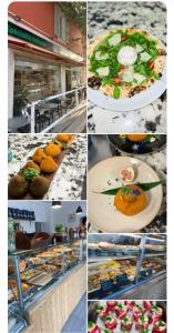 un collage de diferentes fotos de alimentos expuestos en Studio de 14m2 dans une maison, en Cagnes-sur-Mer