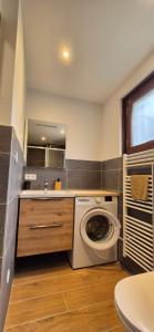 a bathroom with a washing machine and a sink at Mont de Grange - Châtel - Alp'in C in Châtel