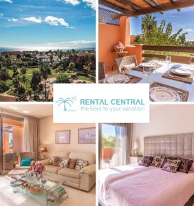 un collage de quatre photos d'une chambre d'hôtel dans l'établissement Frontal Sea Views Sotoserena, à Estepona