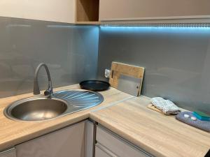 a kitchen with a sink and a counter top at A4 Luxury Apartment in Wrocław