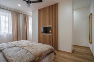 Ένα ή περισσότερα κρεβάτια σε δωμάτιο στο Charming 2-bedroom apartment in the wider center of Bratislava