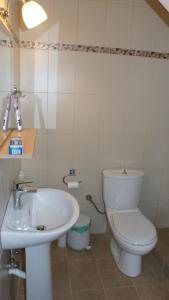 Un baño con un inodoro blanco y un lavabo. en Kallithea Eco-Village, en Kallithea Halkidikis 25 fotos más