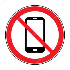 un signo prohibitivo de un teléfono celular prohibido en Le Moulin aux Chandelles, gîtes sans ondes ajoutées ni ajoutables "Le Bois du Sanglier", en Le Vigan
