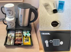 a box with a coffee maker on a counter at Jubilee Hotel Victoria in London