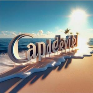 een bord op het strand met het woord adelaide bij Departamentos Villas Capdeviel in Cancun
