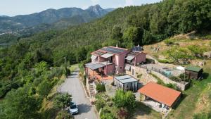 an aerial view of a house on a hill at A Munta di Povei in Casarza Ligure