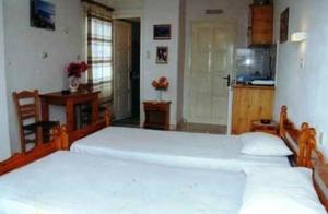 a bedroom with a large white bed in a room at Studios Anna in Lipsoi