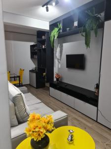 TV a/nebo společenská místnost v ubytování Apto 1 dorm guarulhos helbor patteo bosque maia 7 min aeroporto + 13 fotografií