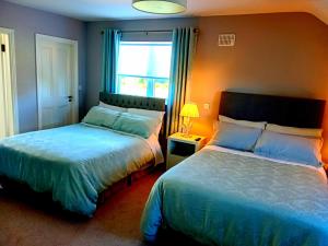 1 dormitorio con 2 camas y ventana en White Quarry Hse Quarry Road, en Navan