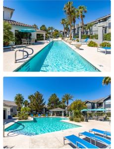un collage de deux photos d'une piscine dans l'établissement Las Vegas Apartment near the strip, à Las Vegas