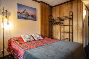 布勒伊－切爾維尼亞的住宿－Marcolski Home 2，一间卧室配有床,还有一座雪覆盖的山