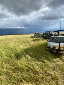 a group of cars parked in a field at Wildlife Enthusiasts in Sekenani