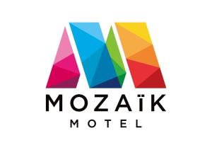 a colorful mazarin motel logo illustration at Mozaik Motel in Wasaga Beach
