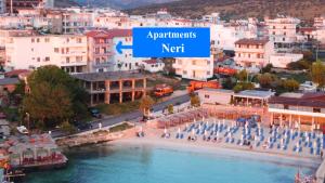 a view of a city with a water fountain at Apartments Neri in Ksamil
