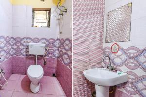 two pictures of a bathroom with a toilet and a sink at FabHotel Eco Inn in kolkata