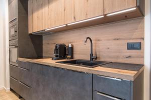 eine Küche mit Spüle und Arbeitsplatte in der Unterkunft Luxury Apartment Monika with Shared Pool in Makarska