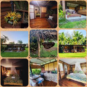 a collage of pictures of a house at Moanaiti Lodge in Maheva