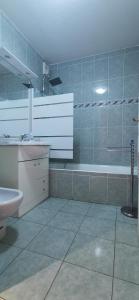 a bathroom with a sink and a shower and a toilet at Villa Azzurra superbe 2P centrale et vu mer in Menton +19 photos