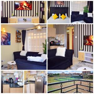 un collage de diferentes fotos de una sala de estar en Kahawa sukari luxury home en Nairobi