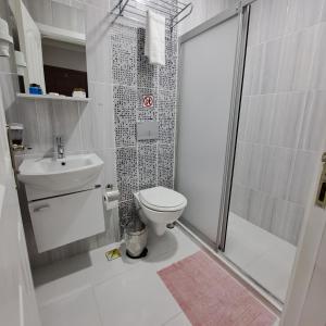 イスタンブールにあるGolden Life Apart Hotelのバスルーム(トイレ、シャワー、シンク付)