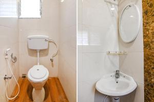 two pictures of a bathroom with a toilet and a sink at FabHotel The Luxurie International in kolkata