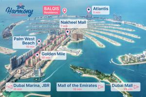 mapa przystani w Dubaju z atrakcjami w obiekcie Harmony Vacation Homes - BALQIS Residence w Dubaju