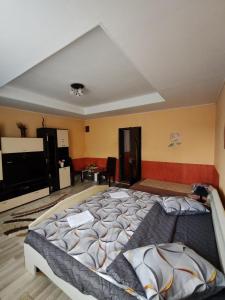 1 dormitorio con 1 cama grande en una habitación en MADE in Transilvania en Sighişoara