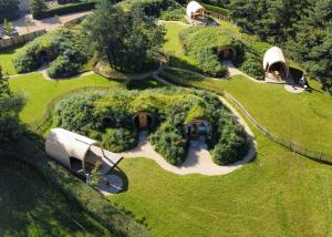 an overhead view of a garden with a group of trees at Luckington Burrows in Frome