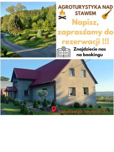 un collage de dos fotos de una casa en Agroturystyka nad Stawem, en Międzygórze