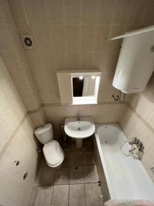 a small bathroom with a sink and a toilet at Renome in Petrovac na Moru