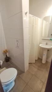 a bathroom with a toilet and a sink at El Torreón Lodge in Potrerillos